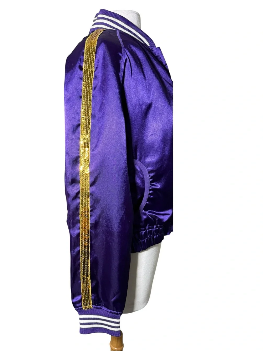 Los Angeles Lakers Y2K Satin Bomber Jacket NBA 4 Her Purple Gold XL EUC